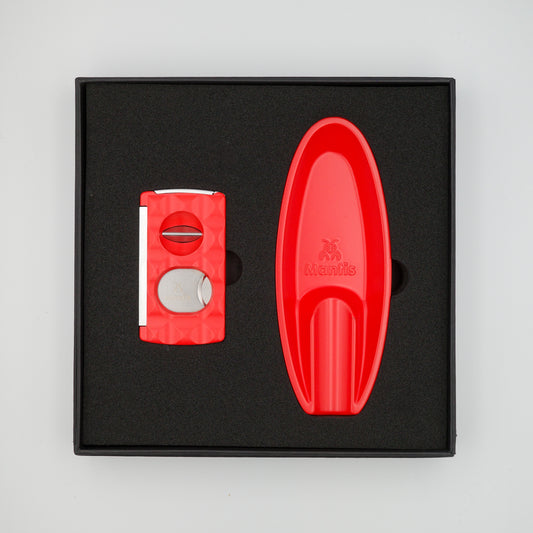 Gift set ashtray and cutter Mantis Red