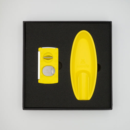 Gift set ashtray and cutter Mantis Yellow