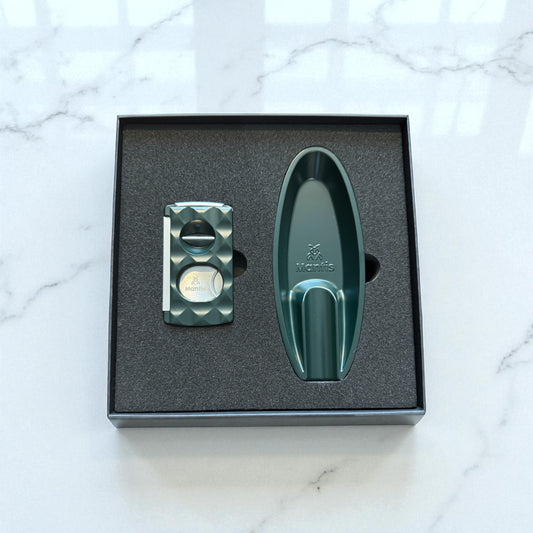 Streamline Ashtray and Universal cutter faceted special edition Gift set racing green